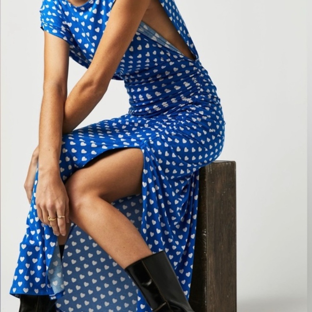 Free People Asymmetrical Blue Heart Dress